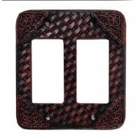 Woven Leather Look Resin Double Rocker Switch Cover Plate