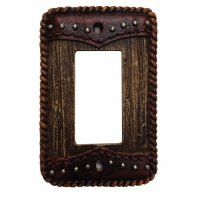 Barnwood and Leather Resin Single Rocker Switch Cover