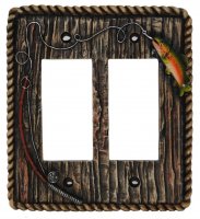Rainbow Trout Fish & Fly Rod Double Rocker Switch Cover