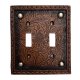 Tooled Leather Look with Rivets Resin Double Light Switch Cover