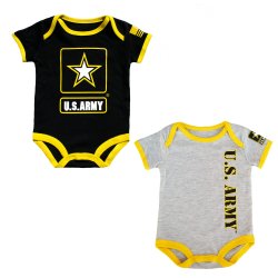 Baby Bodysuit 2 Pk Gray & Black with U.S. Army Logo
