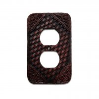 Woven Leather Look Resin Outlet Cover Plate