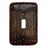 Barnwood and Leather Resin Single Switch Cover Plate