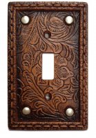 Tooled Leather with Rivets Resin Single Switch Cover