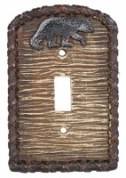 Rustic Black Bear Resin Single Switch Cover