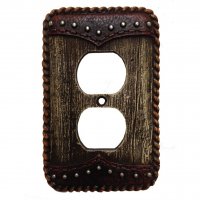 Barnwood and Leather Resin Outlet Cover