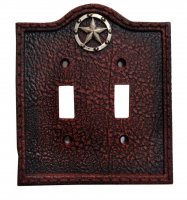 Lone Star Western Leather Grain Look Double Switch Cover