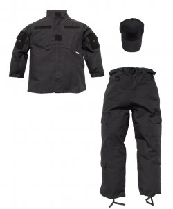 Kids 3 pc Trooper Black Tactical Replica Uniform