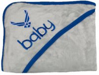 Baby Blanket Gray with Blue U.S.A.F. Logo 27" x 32"