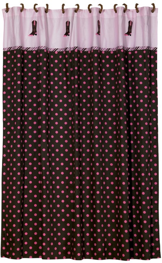 Cowgirl Boots & Polka Dots Shower Curtain & Matching Hooks - Click Image to Close