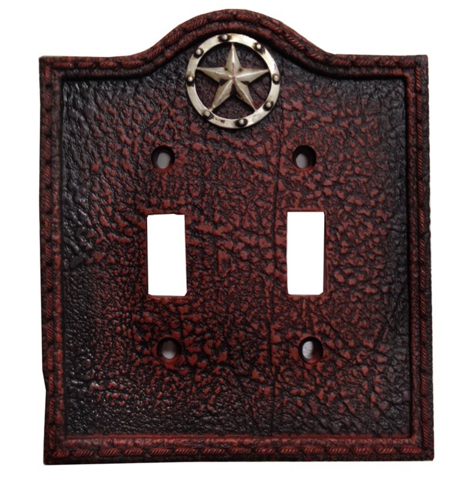 Lone Star Western Leather Grain Look Double Switch Cover - Click Image to Close