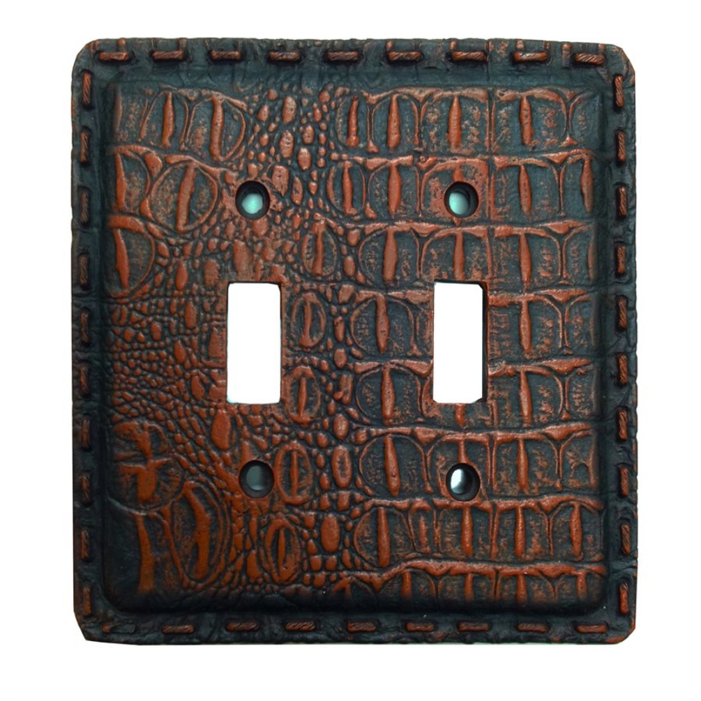 Crocodile Texture Leather Resin Double Switch Cover - Click Image to Close