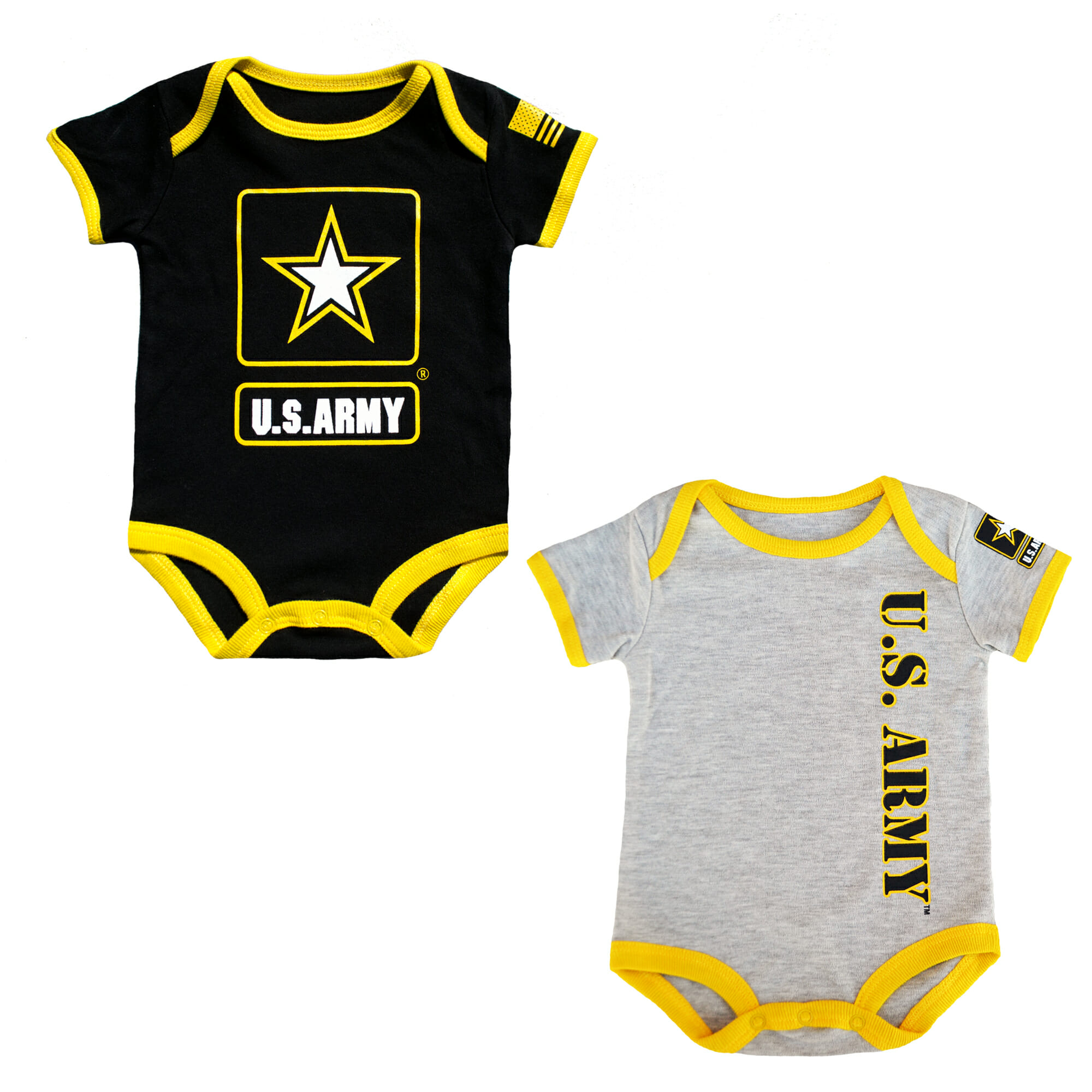 Baby Bodysuit 2 Pk Gray & Black with U.S. Army Logo - Click Image to Close