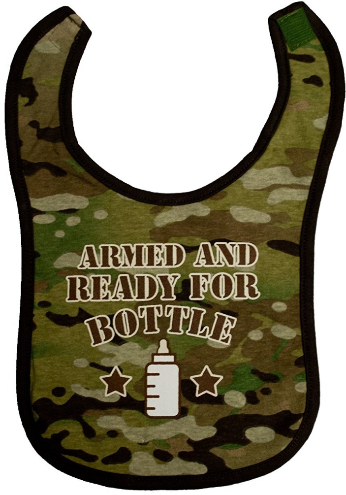 Multicam Baby Boys Armed and Ready Camo Cotton Bib - Click Image to Close