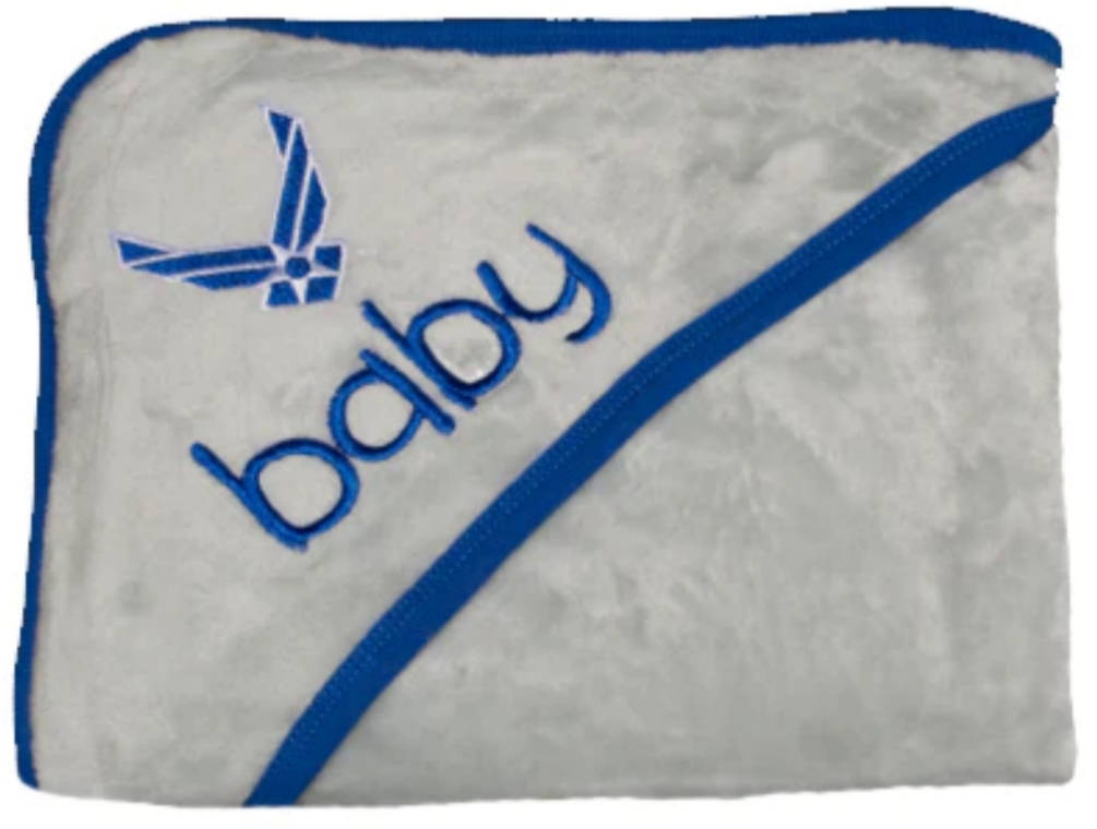 Baby Blanket Gray with Blue U.S.A.F. Logo 27" x 32" - Click Image to Close