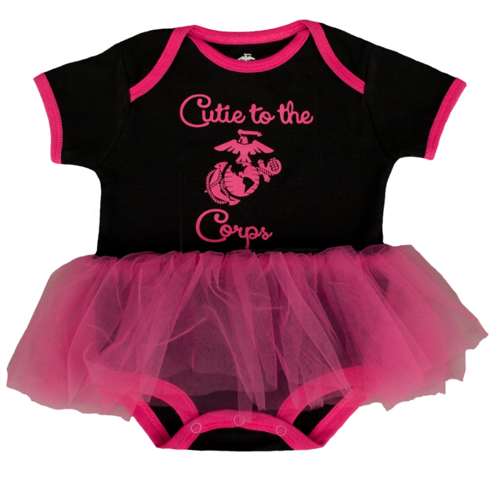 Baby Girls U.S. Marine Corps Logo “Cutie to the Corps” Bodysuit - Click Image to Close