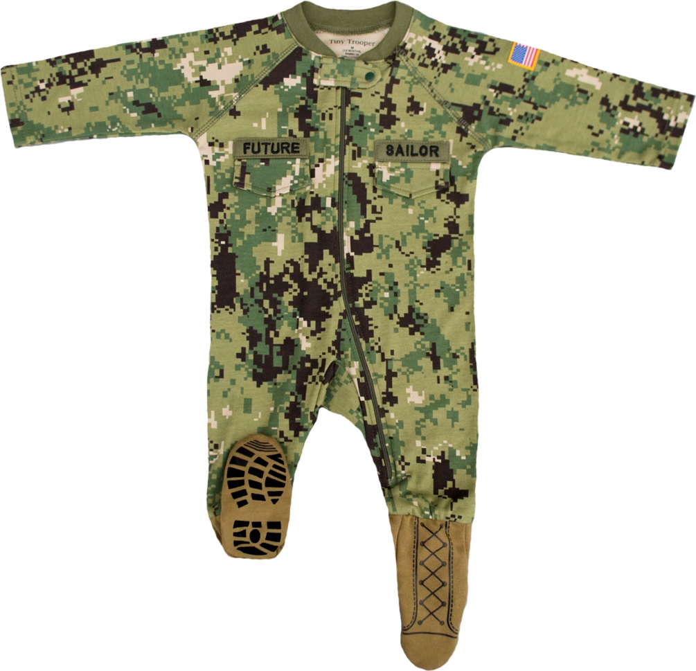 U.S. Navy Baby Boys NWU Camo Crawler With Recruit Boots - Click Image to Close