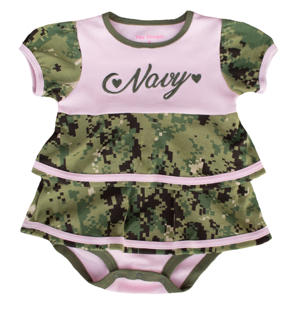 U.S. Navy Baby Girl Embroidered Ruffle Dress - Click Image to Close