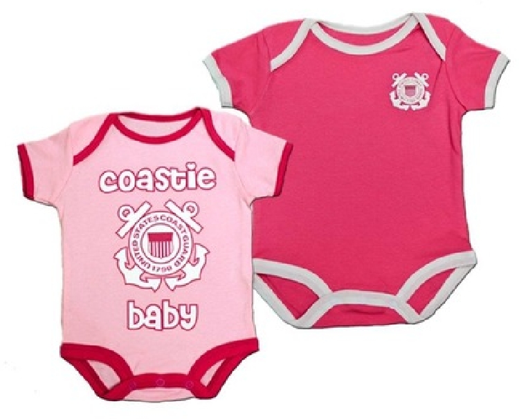Baby Bodysuit 2 Pk. Pink with U.S. Coast Guard Logo - Click Image to Close