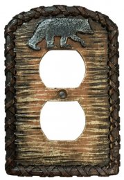 Rustic Black Bear Resin Outlet Cover